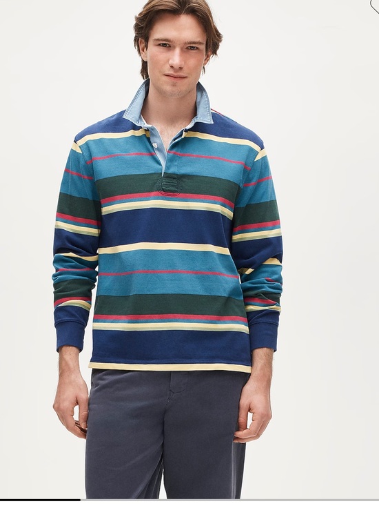 J. Crew Other - J.Crew Rugby shirt in stripe with denim collar